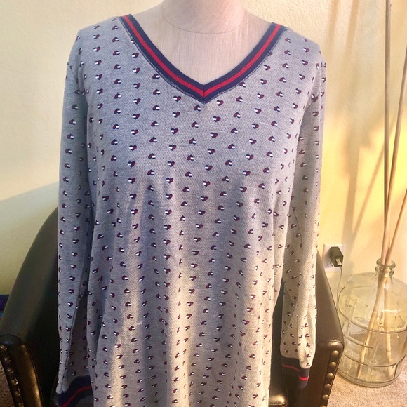Tommy Hilfiger Nightgown Large Gray Flag Hearts Medium - Picture 1 of 3